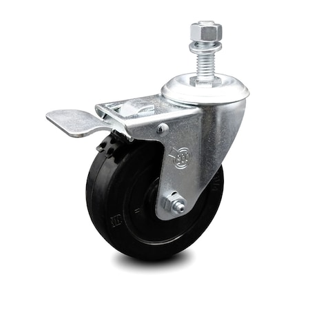 4 Inch Soft Rubber Wheel Swivel ½ Inch Stem Caster With Total Lock Brake SCC